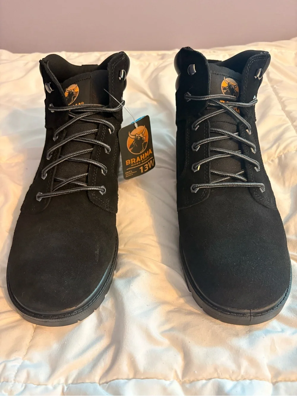 Brahma Black Suede Work Boots with Padded Collar
